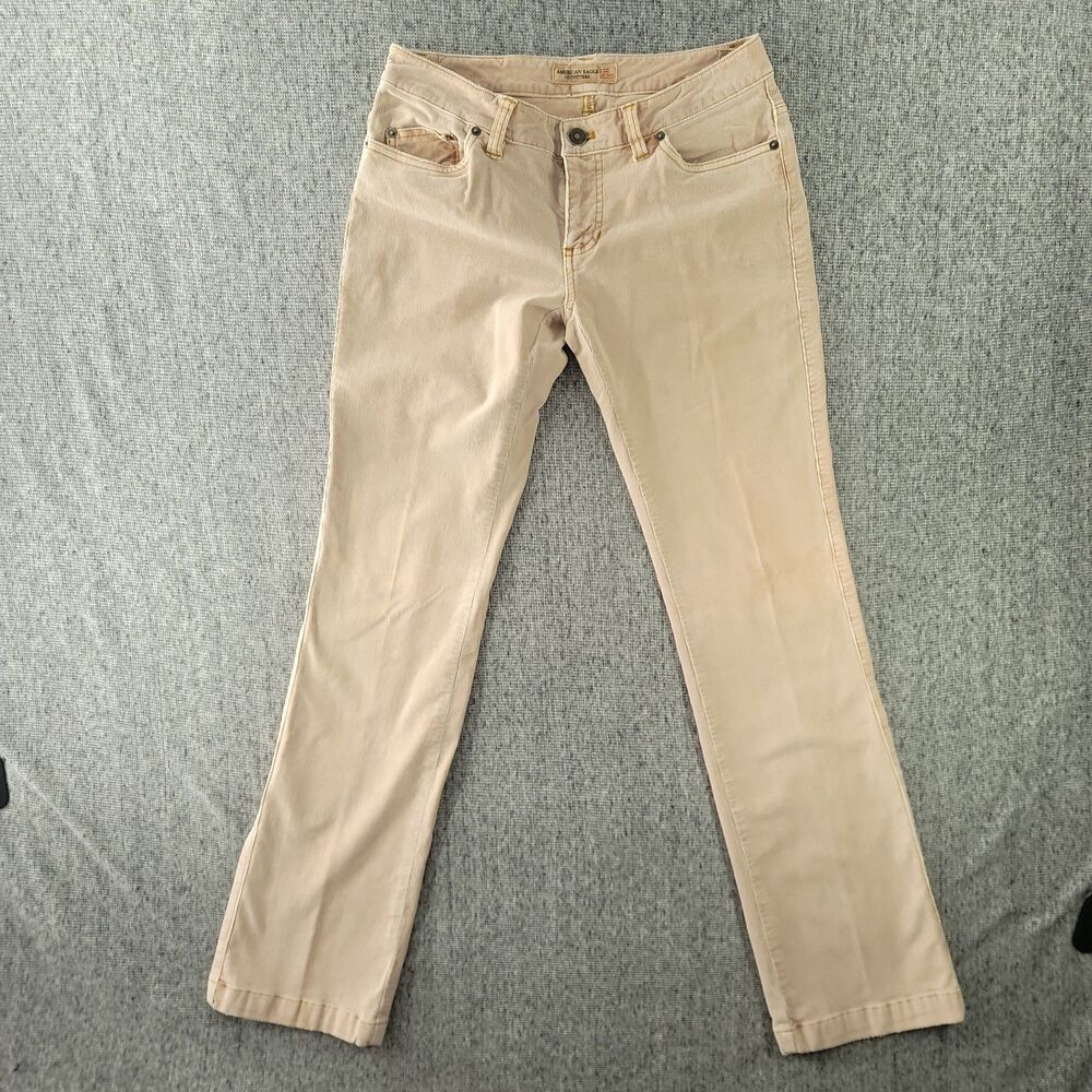 Vtg American Eagle Corduroy Pants Womens 4 Tan Blush Pink Low Rise Slim Bootcut